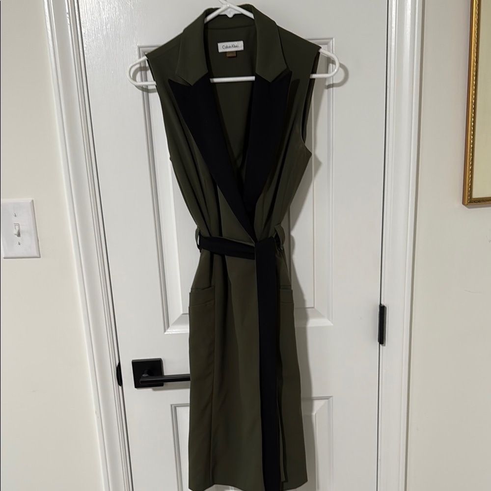 Calvin Klein Olive and Black Midi Dress